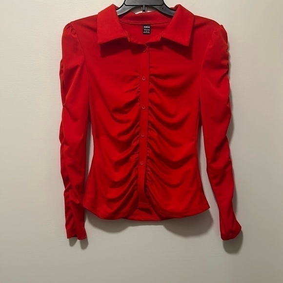 SHEIN Tops - small red shein button up!